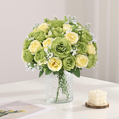 2 Bouquets Peonies Artificial Flowers, Mixed Pink Fake Flowers