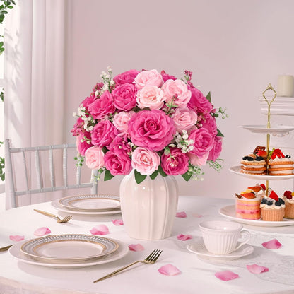 2 Bouquets Peonies Artificial Flowers, Mixed Pink Fake Flowers