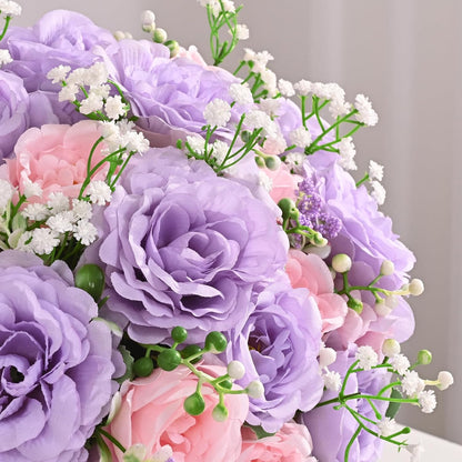 2 Bouquets Peonies Artificial Flowers, Mixed Pink Fake Flowers