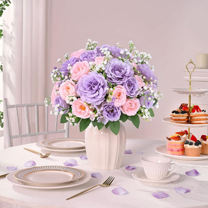 2 Bouquets Peonies Artificial Flowers, Mixed Pink Fake Flowers