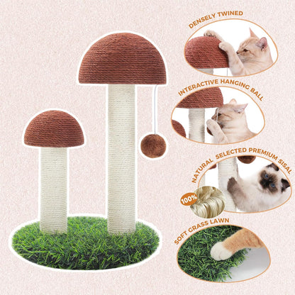 Mushroom Cat Scratcher with Flower Cat Bed, Post for Kittens, Pink