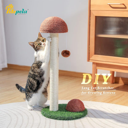 Mushroom Cat Scratcher with Flower Cat Bed, Post for Kittens, Pink