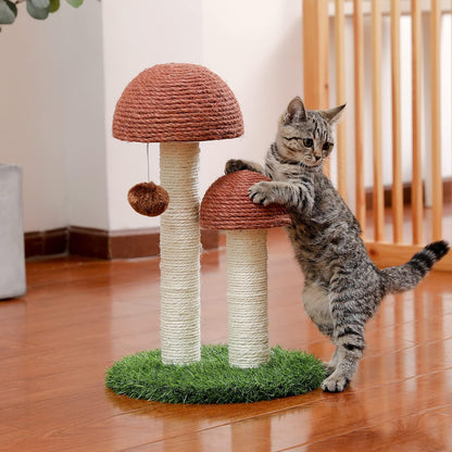Mushroom Cat Scratcher with Flower Cat Bed, Post for Kittens, Pink