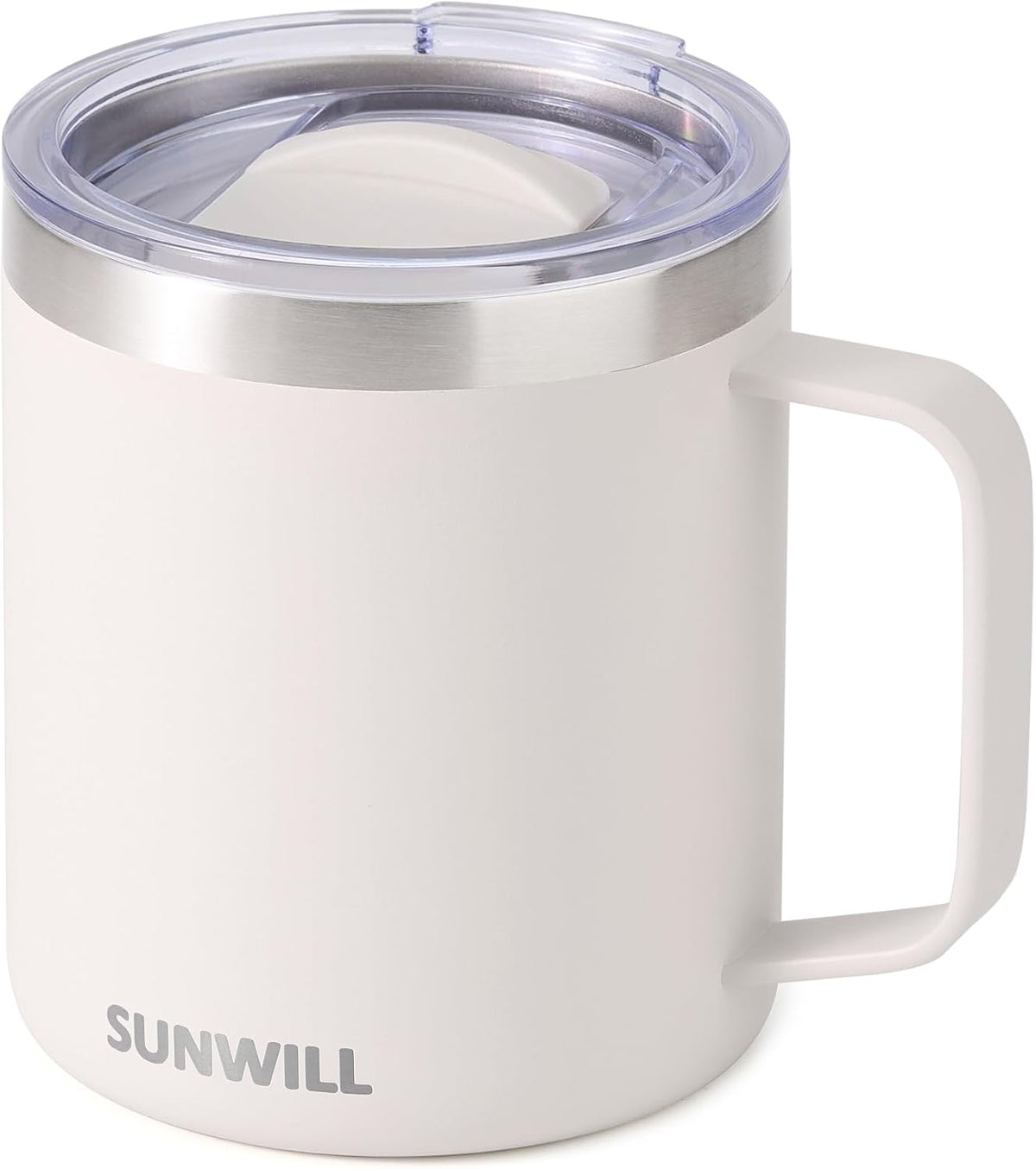 Insulated Coffee Mug with Lid, Travel Tumbler with Handle, 14 oz Stainless Steel Cup for Camping, Office, Home, Powder Coated Yellow