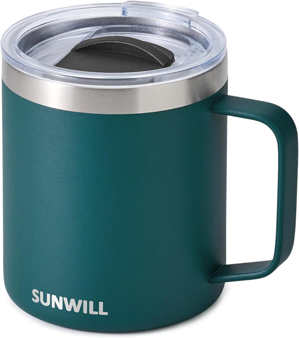 Insulated Coffee Mug with Lid, Travel Tumbler with Handle, 14 oz Stainless Steel Cup for Camping, Office, Home, Powder Coated Yellow