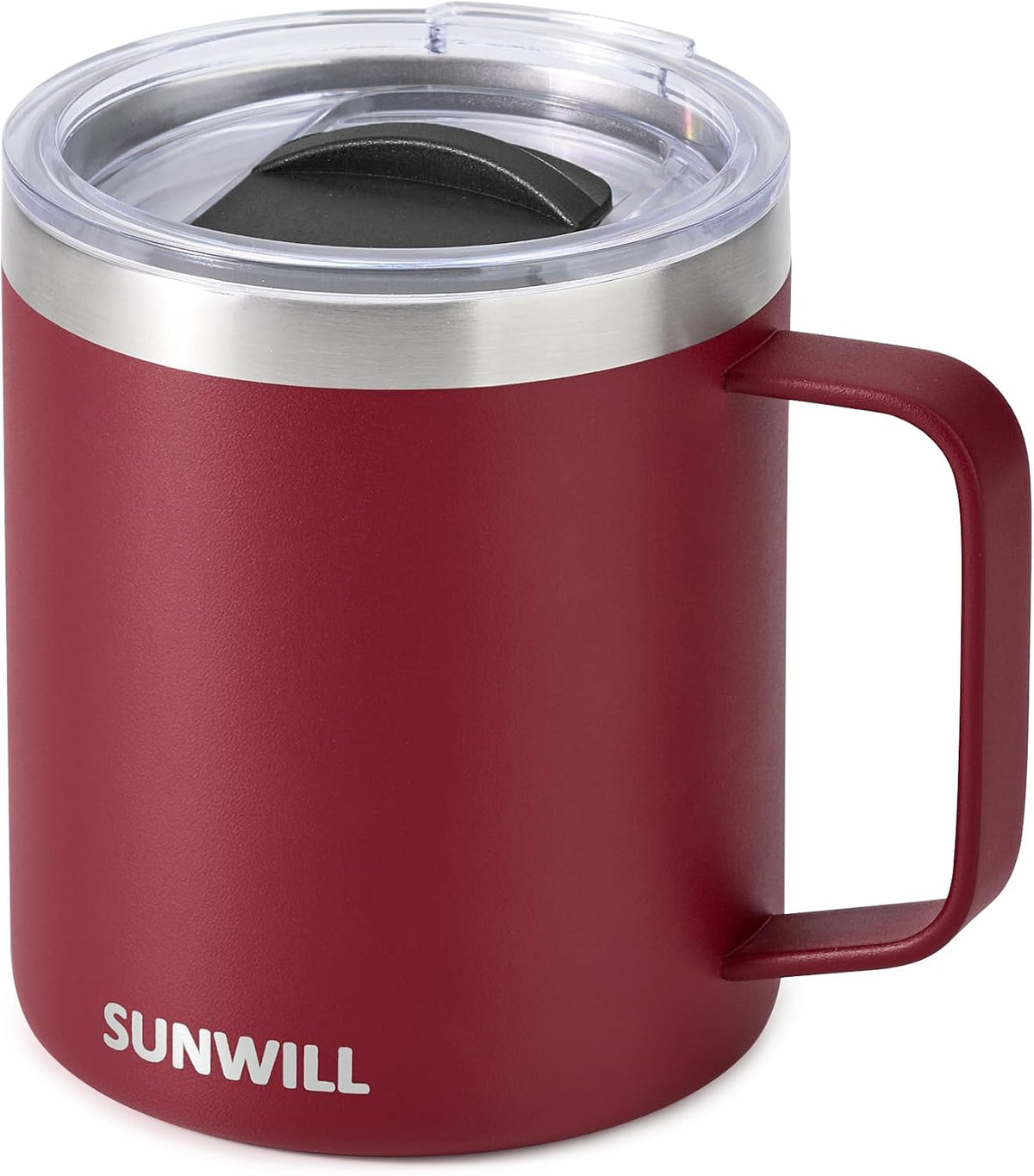 Insulated Coffee Mug with Lid, Travel Tumbler with Handle, 14 oz Stainless Steel Cup for Camping, Office, Home, Powder Coated Yellow