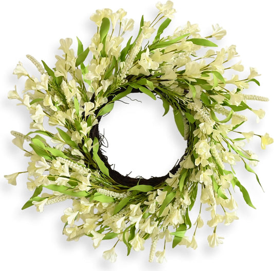 Yellow Spring Wreath for Front Door, 24 Inch Artificial Spring Forsythia Wreath with Blooming Branches, Spring Door Wreath Decor for Easter Farmhouse Home Indoor Outdoor Porch Decoration