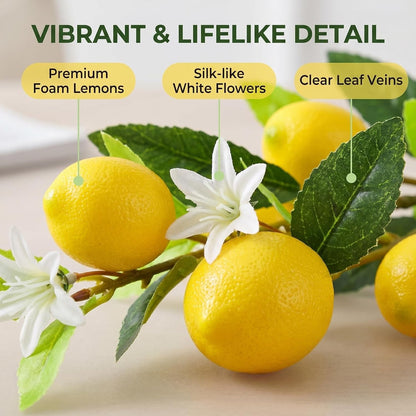 4 Pcs Artificial Lemon Tree Branches 30 Inch