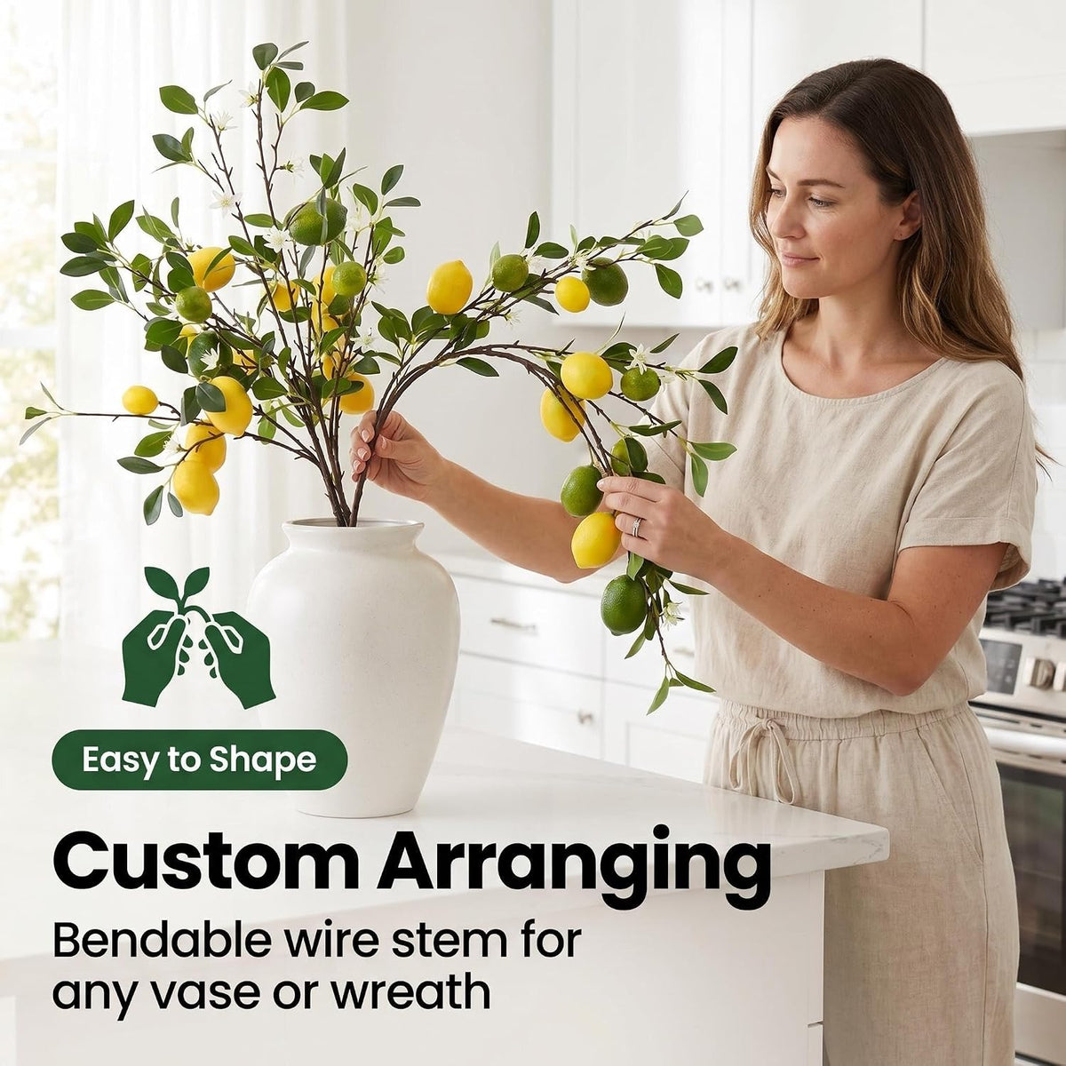 4 Pcs Artificial Lemon Tree Branches 30 Inch