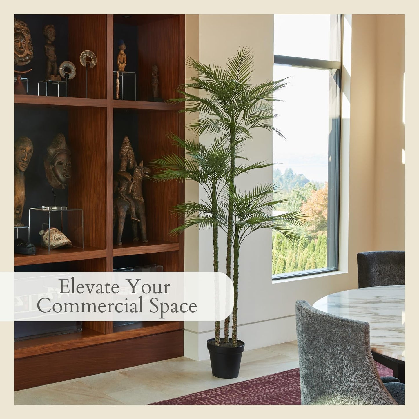 Faux Magnolia Tree, Premium Artificial Indoor Tree Stands 7' Tall with Lifelike-Leaves & Hand Painted Trunk, 9.5" Nursery Pot Included