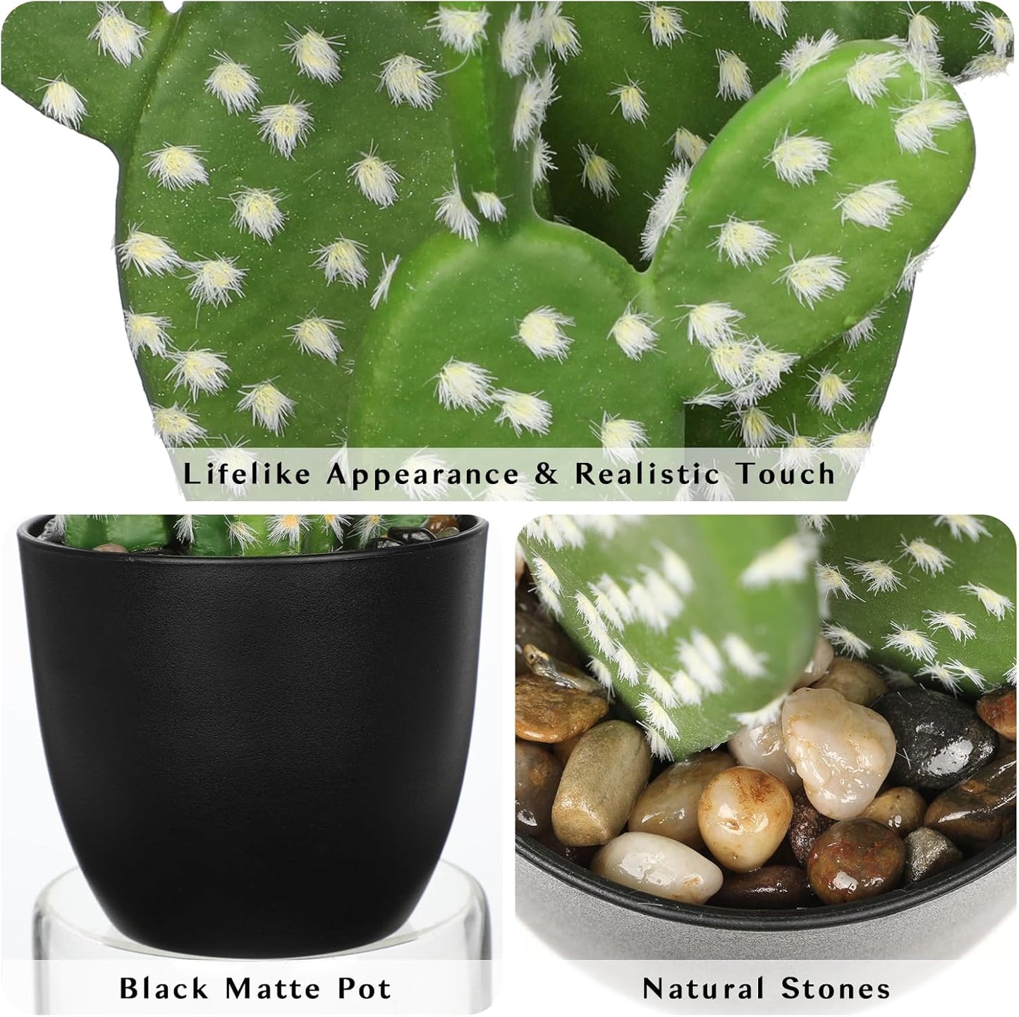 Artificial Cactus Plants 10.8" Small Faux Cactus Plants Indoor Fake Desert Cacti Succulents Plants Artificial Plant Indoor with Pot Cactus Decorations for Home Decor Office Desk Tabletop Shelf