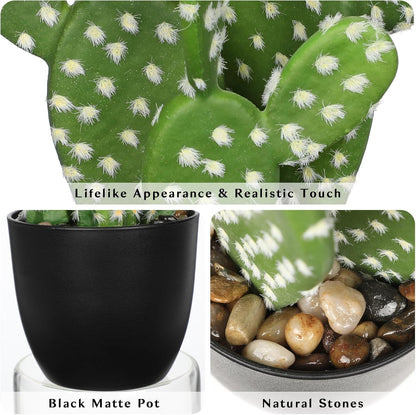 Artificial Cactus Plants 10.8" Small Faux Cactus Plants Indoor Fake Desert Cacti Succulents Plants Artificial Plant Indoor with Pot Cactus Decorations for Home Decor Office Desk Tabletop Shelf