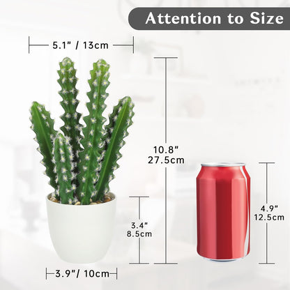 Artificial Cactus Plants 10.8" Small Faux Cactus Plants Indoor Fake Desert Cacti Succulents Plants Artificial Plant Indoor with Pot Cactus Decorations for Home Decor Office Desk Tabletop Shelf