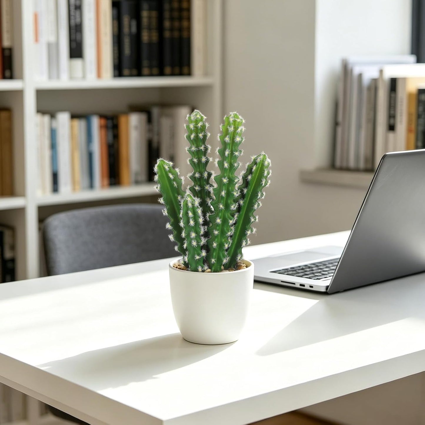 Artificial Cactus Plants 10.8" Small Faux Cactus Plants Indoor Fake Desert Cacti Succulents Plants Artificial Plant Indoor with Pot Cactus Decorations for Home Decor Office Desk Tabletop Shelf