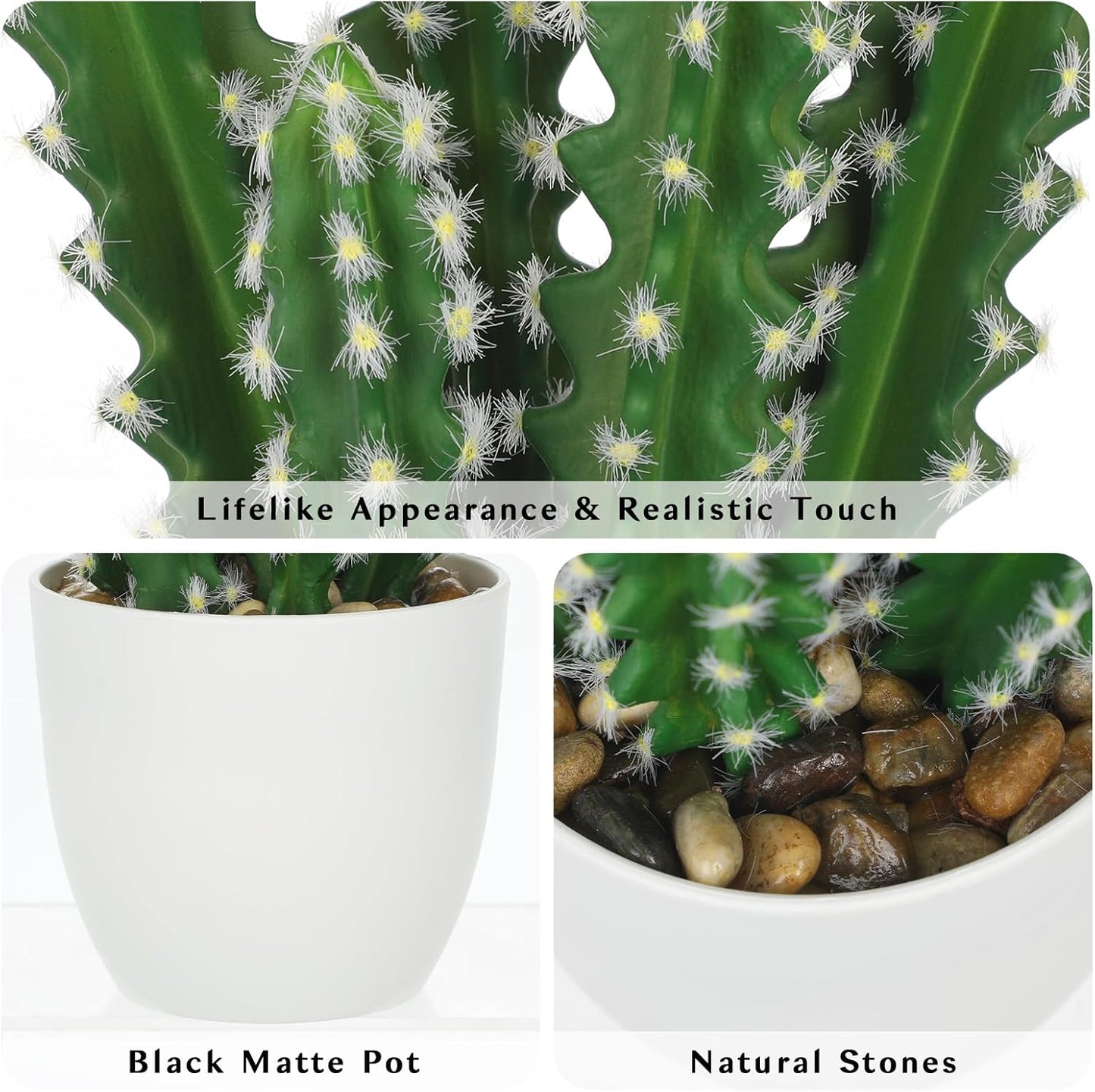 Artificial Cactus Plants 10.8" Small Faux Cactus Plants Indoor Fake Desert Cacti Succulents Plants Artificial Plant Indoor with Pot Cactus Decorations for Home Decor Office Desk Tabletop Shelf