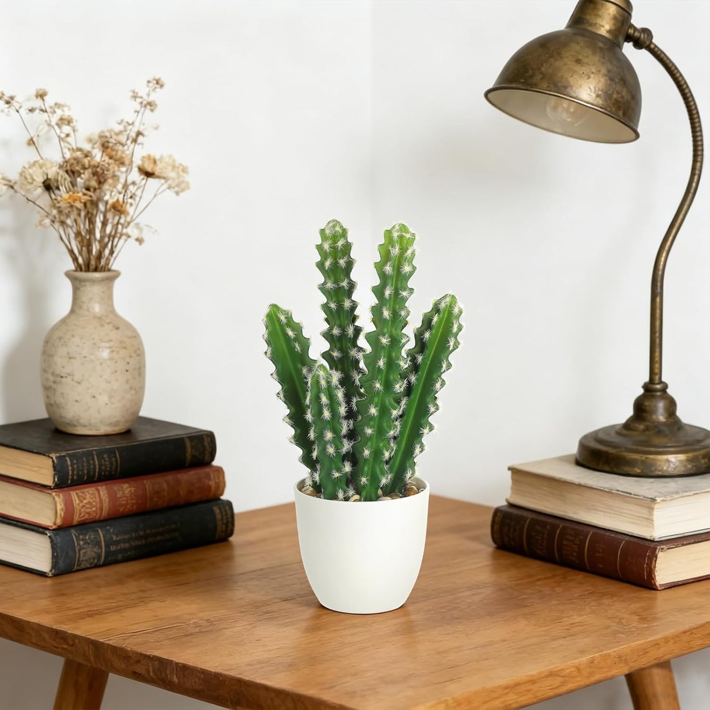 Artificial Cactus Plants 10.8" Small Faux Cactus Plants Indoor Fake Desert Cacti Succulents Plants Artificial Plant Indoor with Pot Cactus Decorations for Home Decor Office Desk Tabletop Shelf