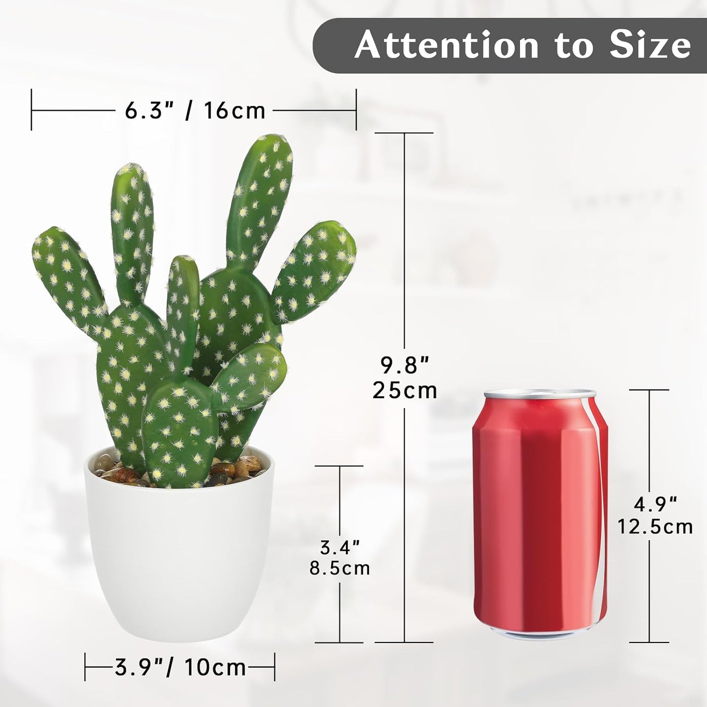 Artificial Cactus Plants 10.8" Small Faux Cactus Plants Indoor Fake Desert Cacti Succulents Plants Artificial Plant Indoor with Pot Cactus Decorations for Home Decor Office Desk Tabletop Shelf