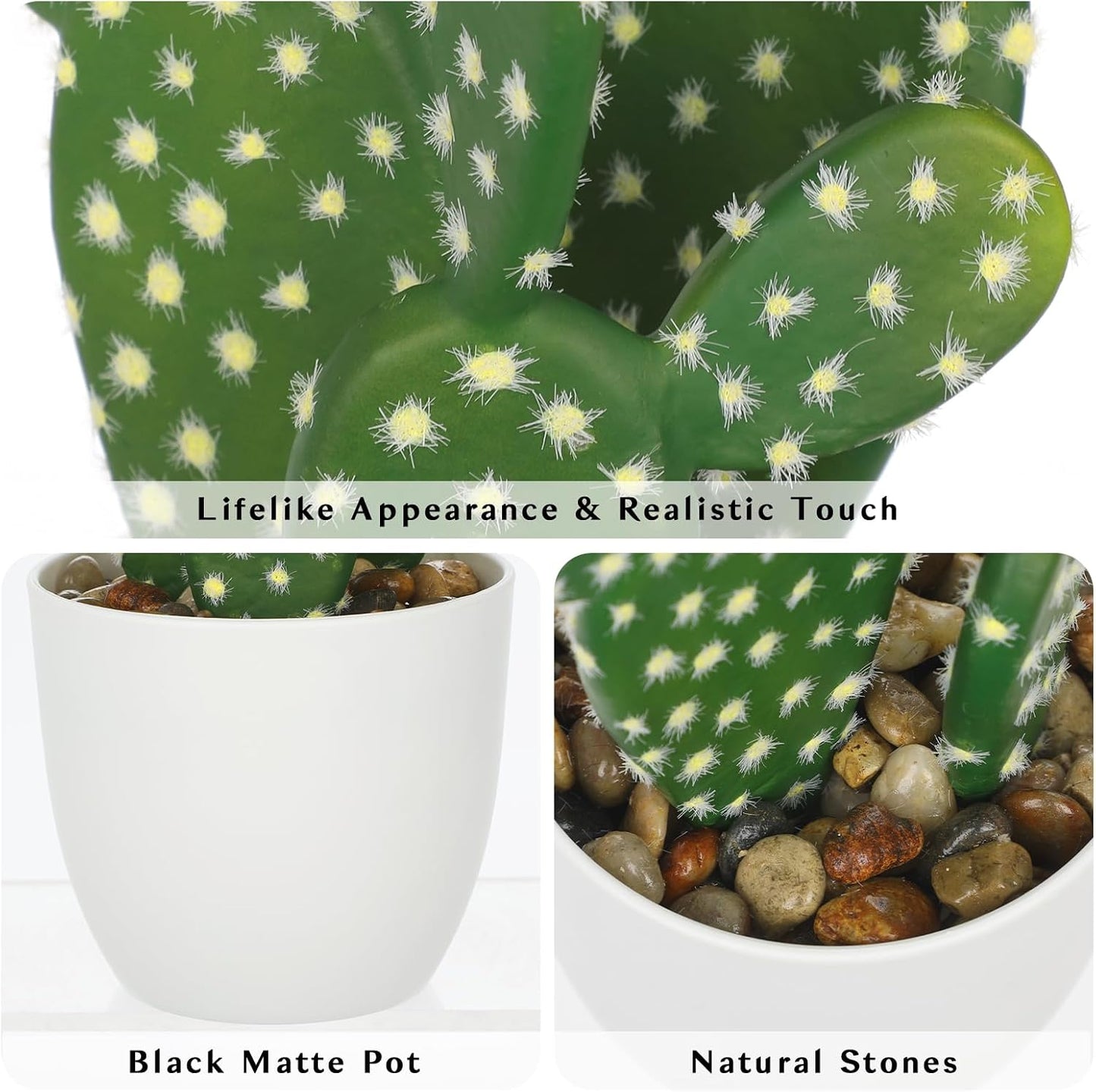 Artificial Cactus Plants 10.8" Small Faux Cactus Plants Indoor Fake Desert Cacti Succulents Plants Artificial Plant Indoor with Pot Cactus Decorations for Home Decor Office Desk Tabletop Shelf