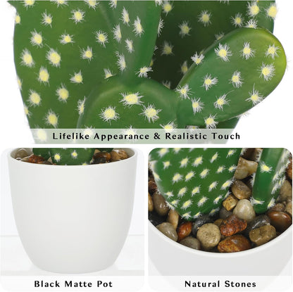 Artificial Cactus Plants 10.8" Small Faux Cactus Plants Indoor Fake Desert Cacti Succulents Plants Artificial Plant Indoor with Pot Cactus Decorations for Home Decor Office Desk Tabletop Shelf
