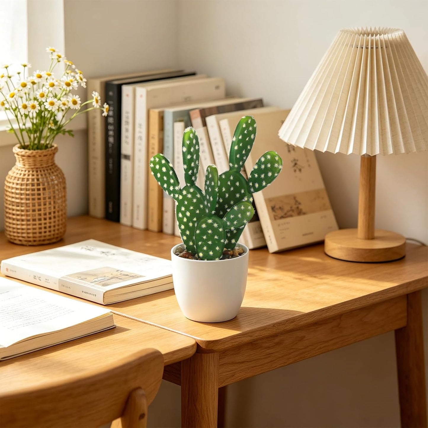 Artificial Cactus Plants 10.8" Small Faux Cactus Plants Indoor Fake Desert Cacti Succulents Plants Artificial Plant Indoor with Pot Cactus Decorations for Home Decor Office Desk Tabletop Shelf