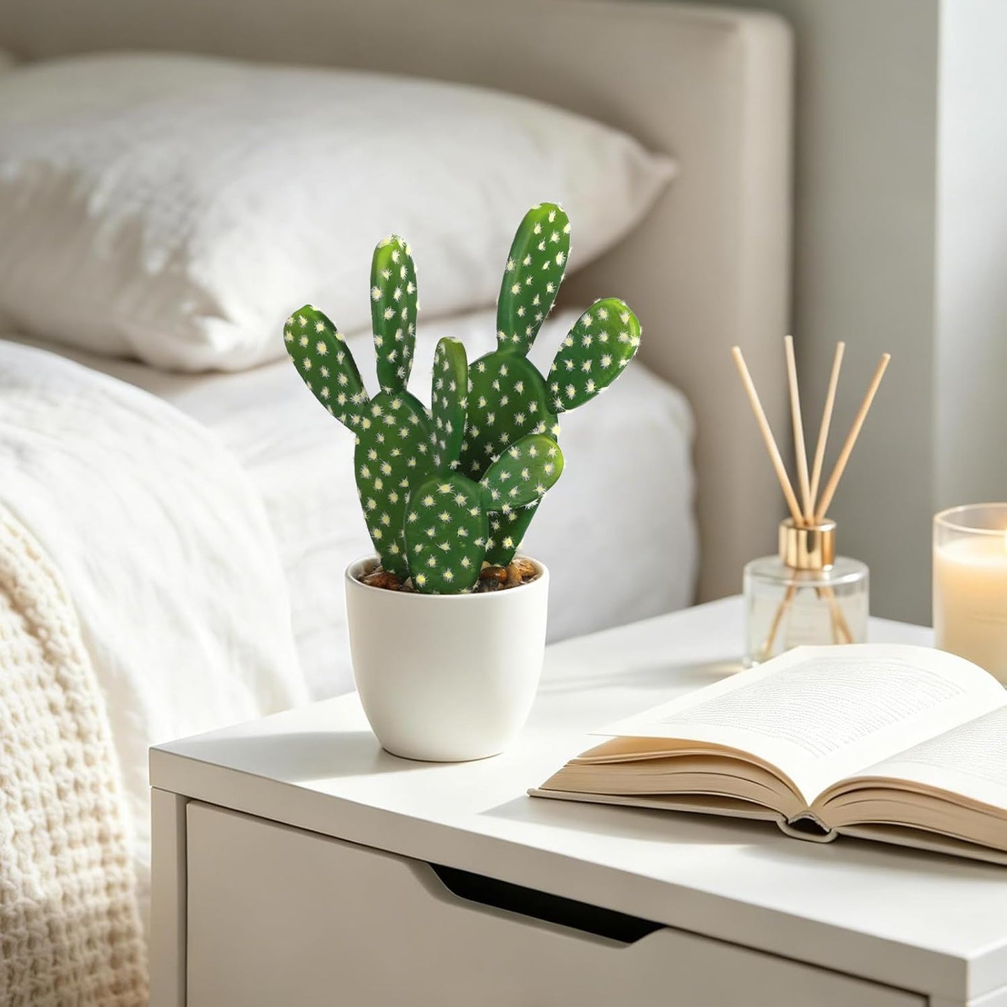 Artificial Cactus Plants 10.8" Small Faux Cactus Plants Indoor Fake Desert Cacti Succulents Plants Artificial Plant Indoor with Pot Cactus Decorations for Home Decor Office Desk Tabletop Shelf