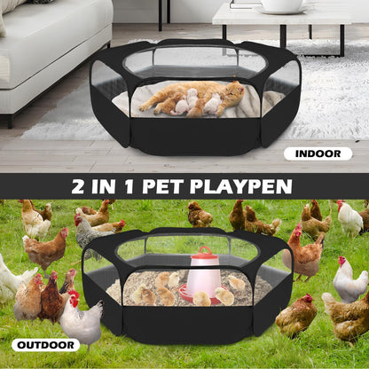 Small Animal Playpen, Waterproof Foldable Pet Playpen, Black | Anti-Escape Exercise Pet Tent, Bite Resistant Breathable Mesh, Leakproof Base, Easy Fold Storage, Indoor Outdoor For Pets