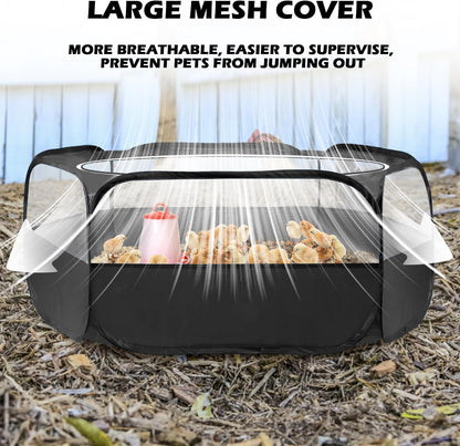 Small Animal Playpen, Waterproof Foldable Pet Playpen, Black | Anti-Escape Exercise Pet Tent, Bite Resistant Breathable Mesh, Leakproof Base, Easy Fold Storage, Indoor Outdoor For Pets