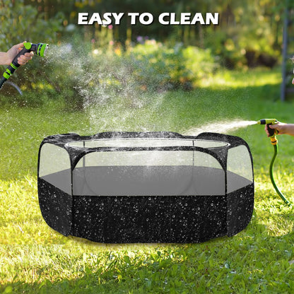 Small Animal Playpen, Waterproof Foldable Pet Playpen, Black | Anti-Escape Exercise Pet Tent, Bite Resistant Breathable Mesh, Leakproof Base, Easy Fold Storage, Indoor Outdoor For Pets
