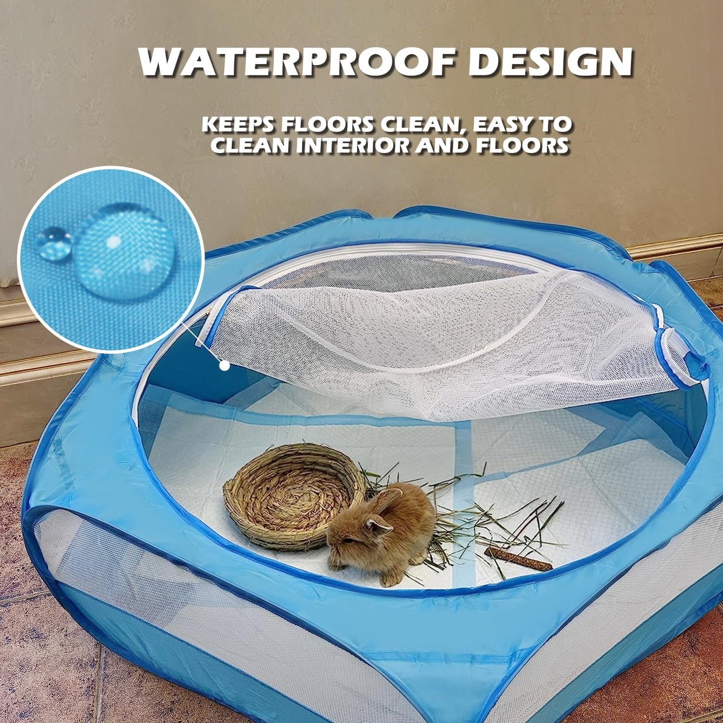 Small Animal Playpen, Waterproof Foldable Pet Playpen, Black | Anti-Escape Exercise Pet Tent, Bite Resistant Breathable Mesh, Leakproof Base, Easy Fold Storage, Indoor Outdoor For Pets