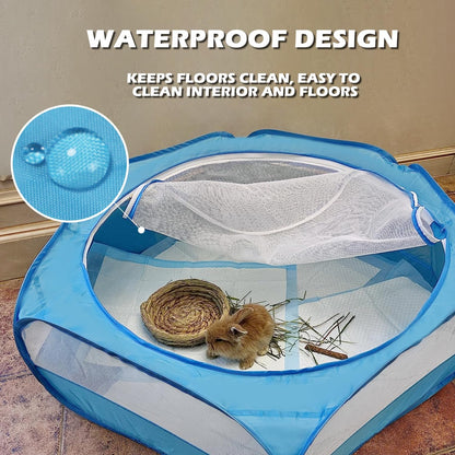 Small Animal Playpen, Waterproof Foldable Pet Playpen, Black | Anti-Escape Exercise Pet Tent, Bite Resistant Breathable Mesh, Leakproof Base, Easy Fold Storage, Indoor Outdoor For Pets