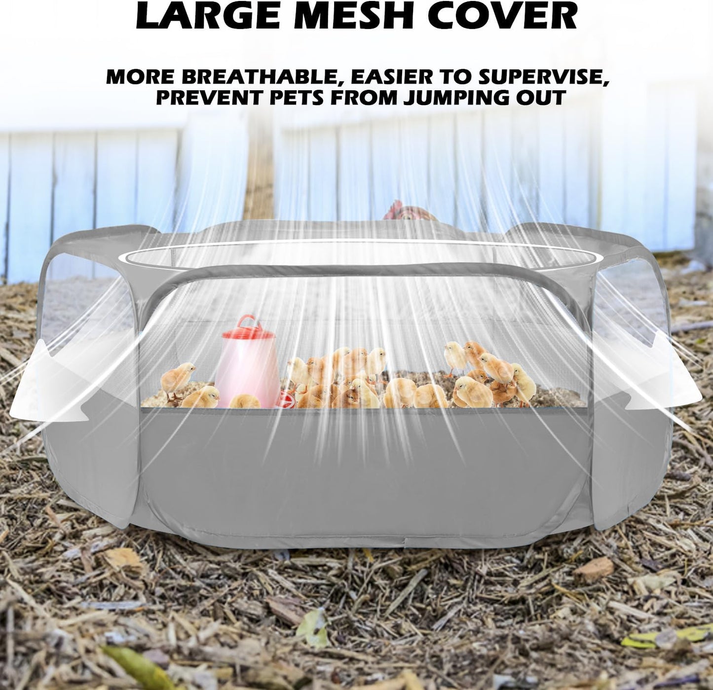 Small Animal Playpen, Waterproof Foldable Pet Playpen, Black | Anti-Escape Exercise Pet Tent, Bite Resistant Breathable Mesh, Leakproof Base, Easy Fold Storage, Indoor Outdoor For Pets