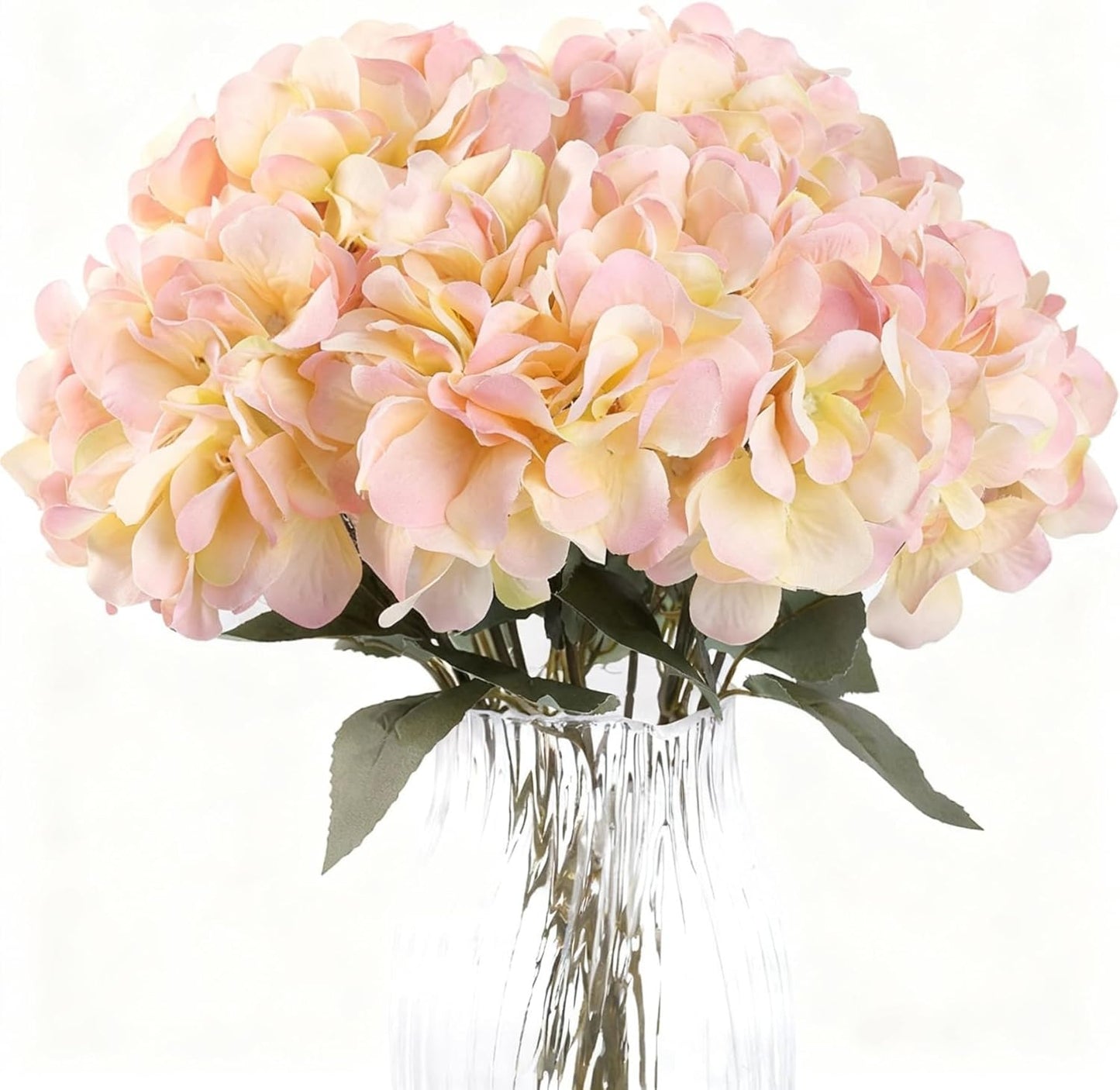 2Bouquets Artificial Fake Flowers Silk Hydrangea Arrangements Wedding Bouquets Decorations Plastic Floral Home Kitchen Garden Party Festival Bar DIY (Navy Blue)