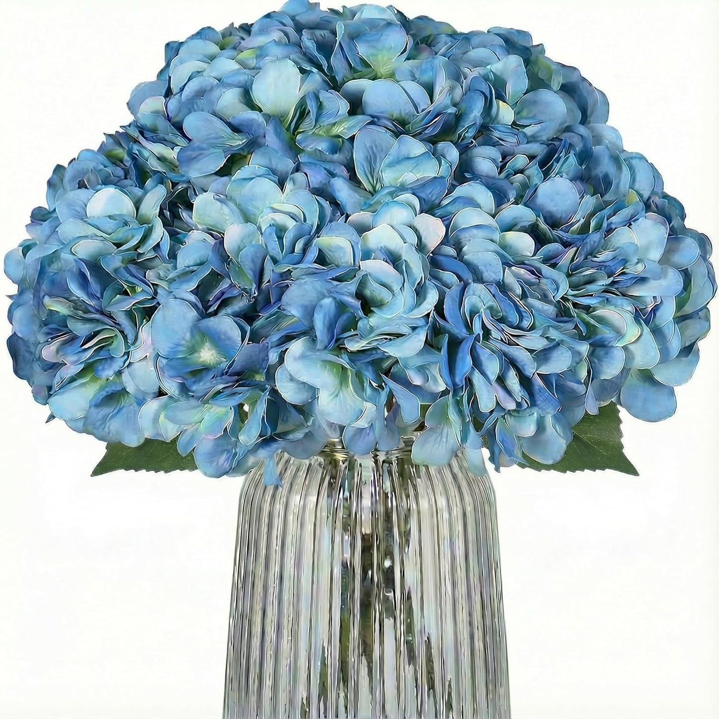 2Bouquets Artificial Fake Flowers Silk Hydrangea Arrangements Wedding Bouquets Decorations Plastic Floral Home Kitchen Garden Party Festival Bar DIY (Navy Blue)