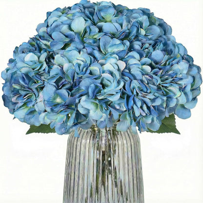 2Bouquets Artificial Fake Flowers Silk Hydrangea Arrangements Wedding Bouquets Decorations Plastic Floral Home Kitchen Garden Party Festival Bar DIY (Navy Blue)
