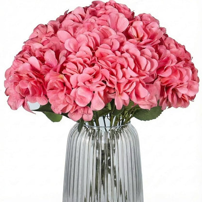 2Bouquets Artificial Fake Flowers Silk Hydrangea Arrangements Wedding Bouquets Decorations Plastic Floral Home Kitchen Garden Party Festival Bar DIY (Navy Blue)