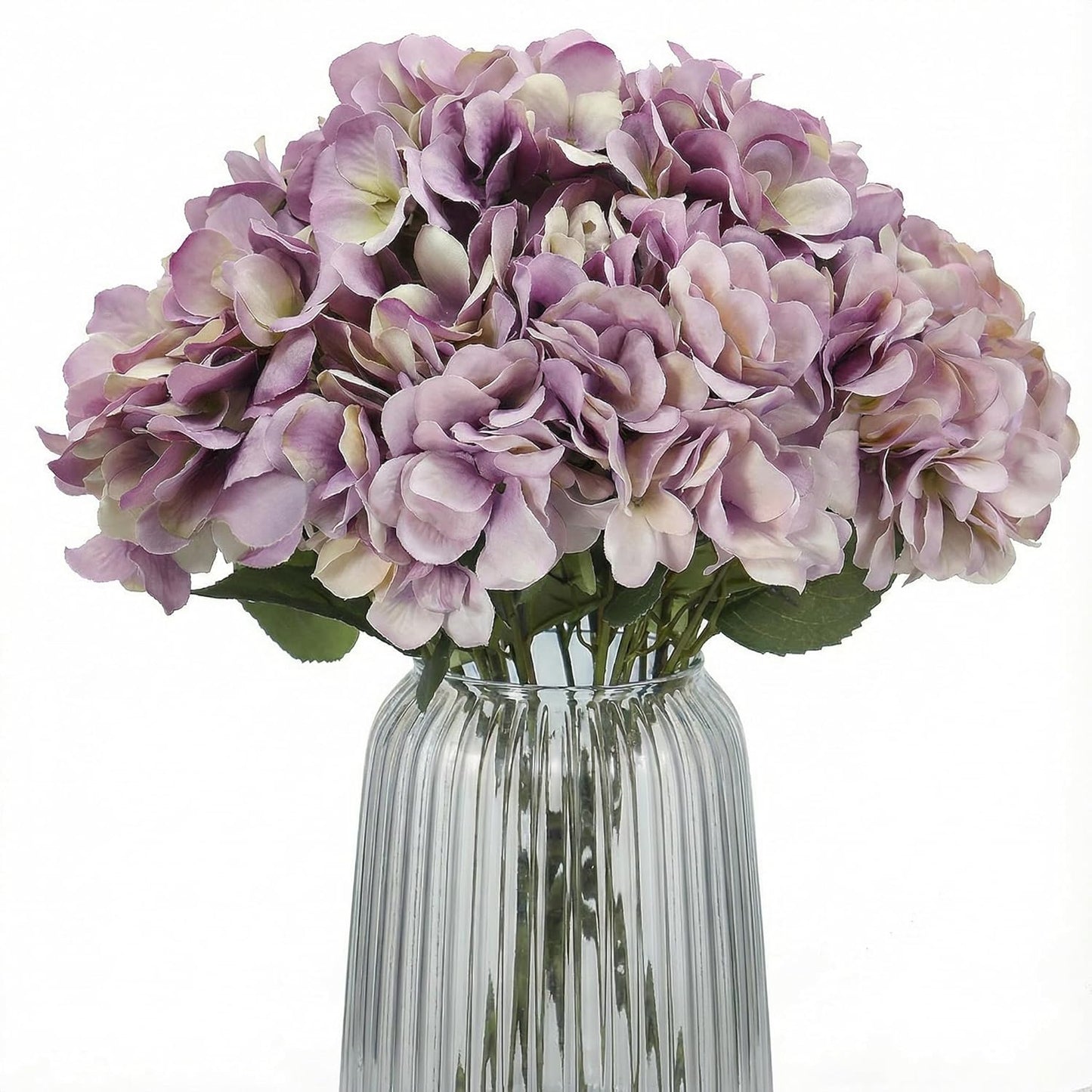 2Bouquets Artificial Fake Flowers Silk Hydrangea Arrangements Wedding Bouquets Decorations Plastic Floral Home Kitchen Garden Party Festival Bar DIY (Navy Blue)