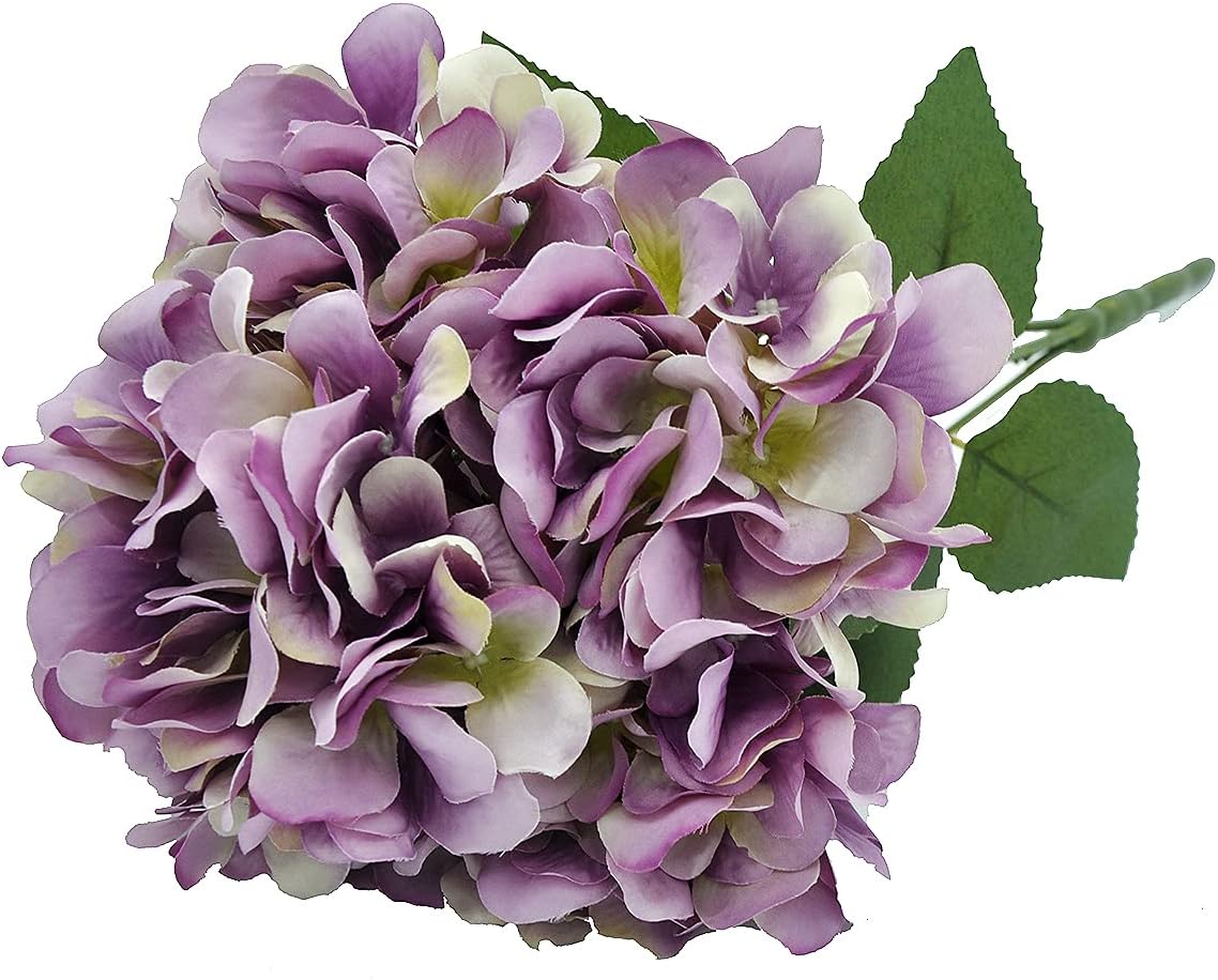 2Bouquets Artificial Fake Flowers Silk Hydrangea Arrangements Wedding Bouquets Decorations Plastic Floral Home Kitchen Garden Party Festival Bar DIY (Navy Blue)