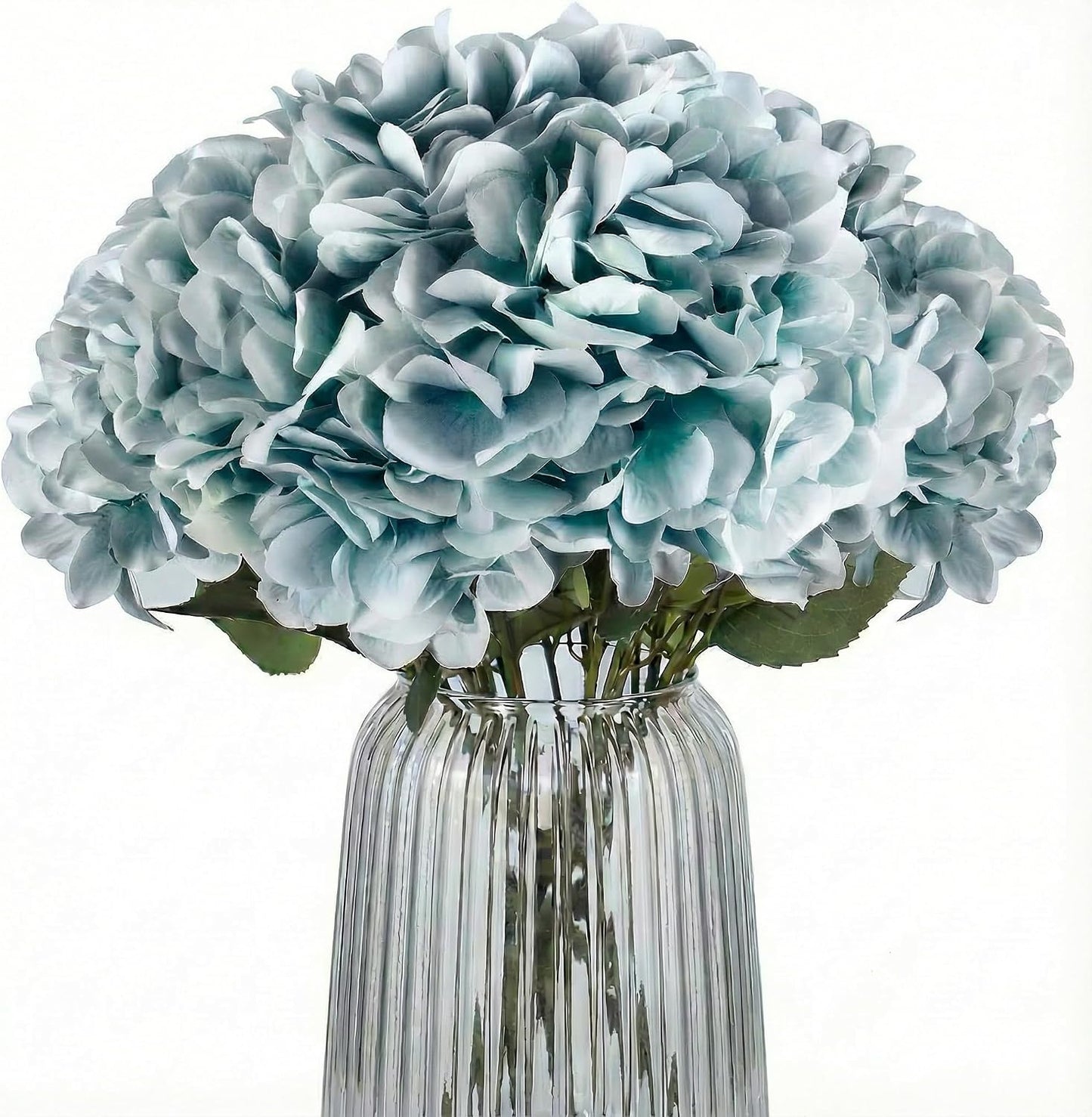 2Bouquets Artificial Fake Flowers Silk Hydrangea Arrangements Wedding Bouquets Decorations Plastic Floral Home Kitchen Garden Party Festival Bar DIY (Navy Blue)
