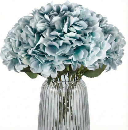2Bouquets Artificial Fake Flowers Silk Hydrangea Arrangements Wedding Bouquets Decorations Plastic Floral Home Kitchen Garden Party Festival Bar DIY (Navy Blue)