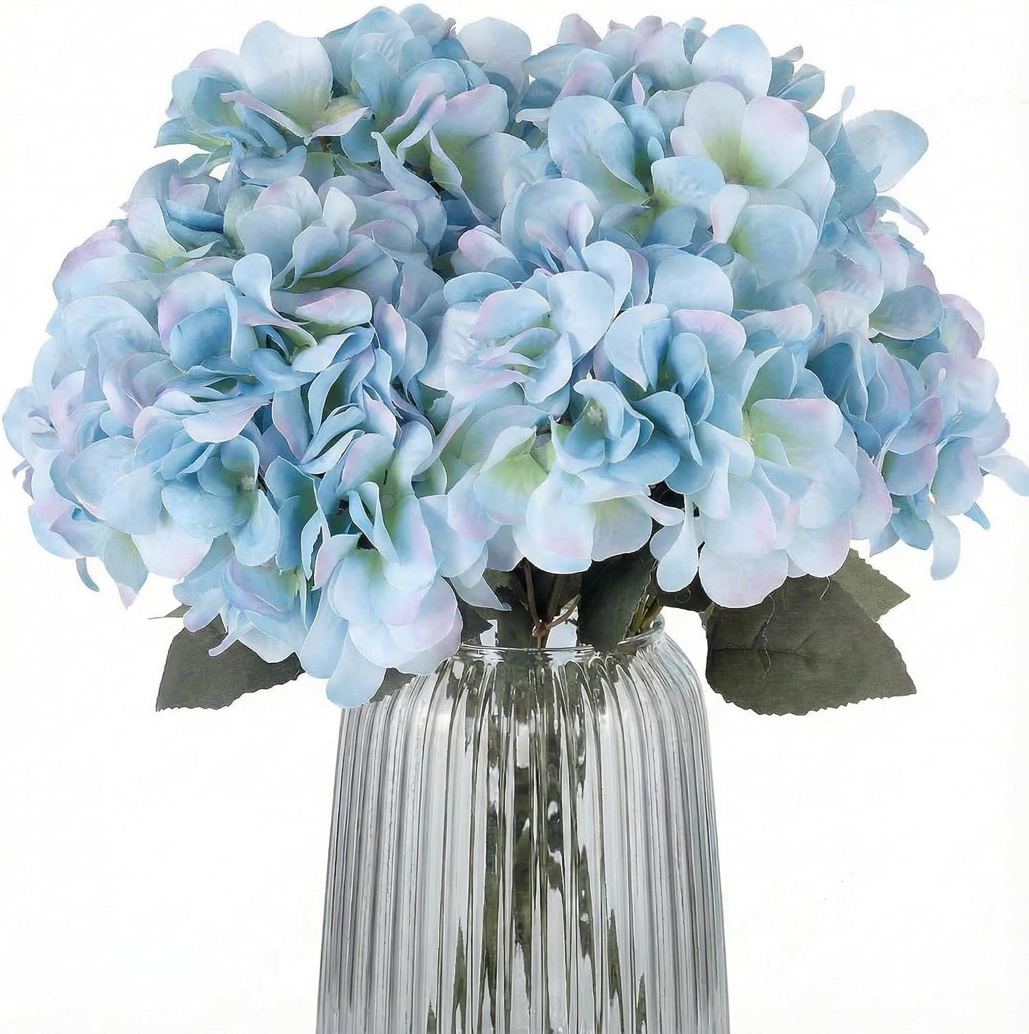 2Bouquets Artificial Fake Flowers Silk Hydrangea Arrangements Wedding Bouquets Decorations Plastic Floral Home Kitchen Garden Party Festival Bar DIY (Navy Blue)