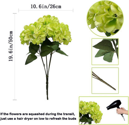 2Bouquets Artificial Fake Flowers Silk Hydrangea Arrangements Wedding Bouquets Decorations Plastic Floral Home Kitchen Garden Party Festival Bar DIY (Navy Blue)