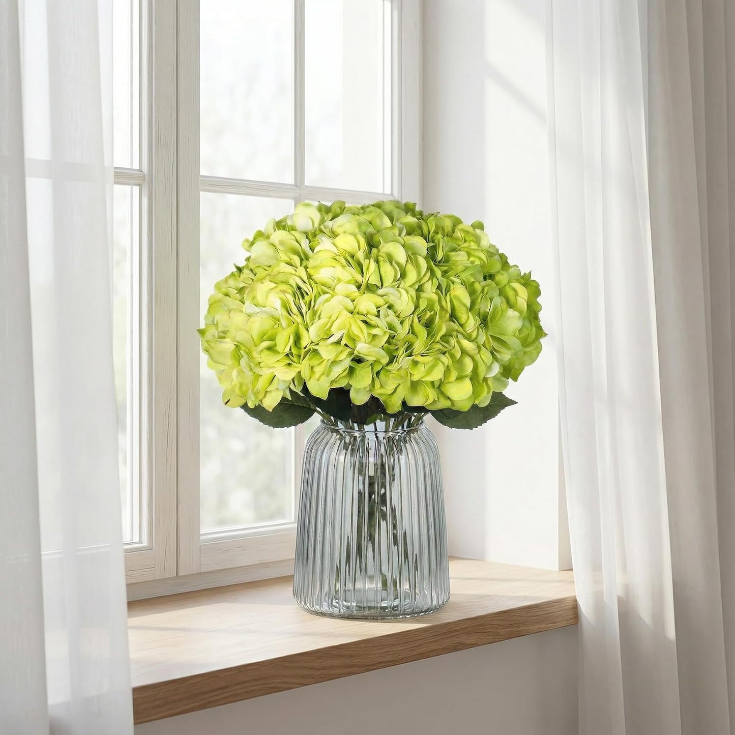 2Bouquets Artificial Fake Flowers Silk Hydrangea Arrangements Wedding Bouquets Decorations Plastic Floral Home Kitchen Garden Party Festival Bar DIY (Navy Blue)