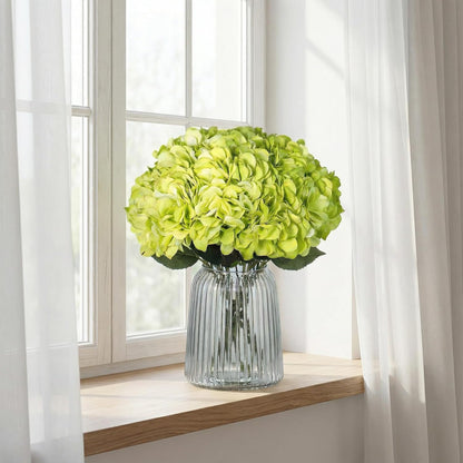 2Bouquets Artificial Fake Flowers Silk Hydrangea Arrangements Wedding Bouquets Decorations Plastic Floral Home Kitchen Garden Party Festival Bar DIY (Navy Blue)