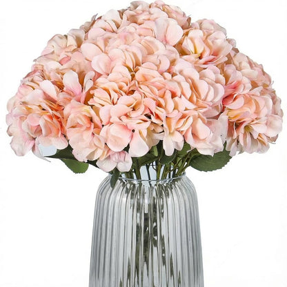 2Bouquets Artificial Fake Flowers Silk Hydrangea Arrangements Wedding Bouquets Decorations Plastic Floral Home Kitchen Garden Party Festival Bar DIY (Navy Blue)