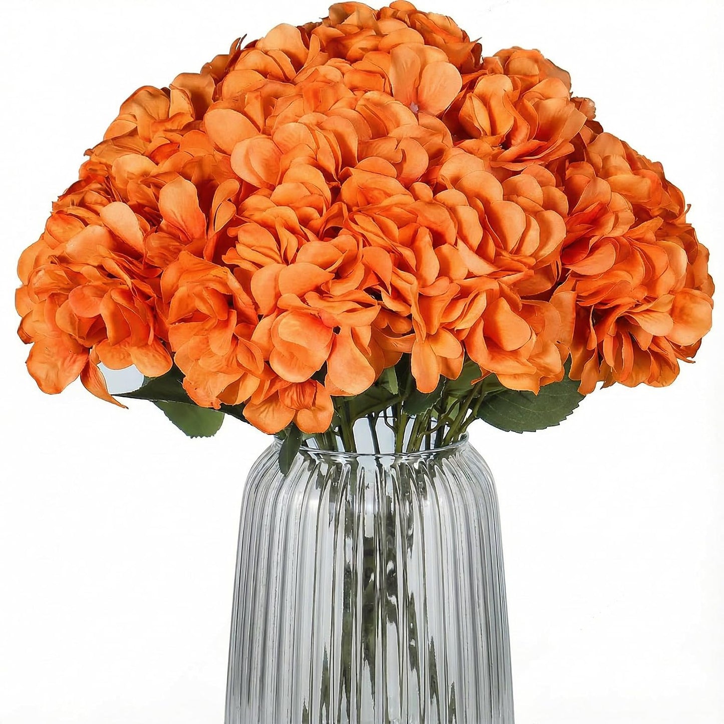 2Bouquets Artificial Fake Flowers Silk Hydrangea Arrangements Wedding Bouquets Decorations Plastic Floral Home Kitchen Garden Party Festival Bar DIY (Navy Blue)