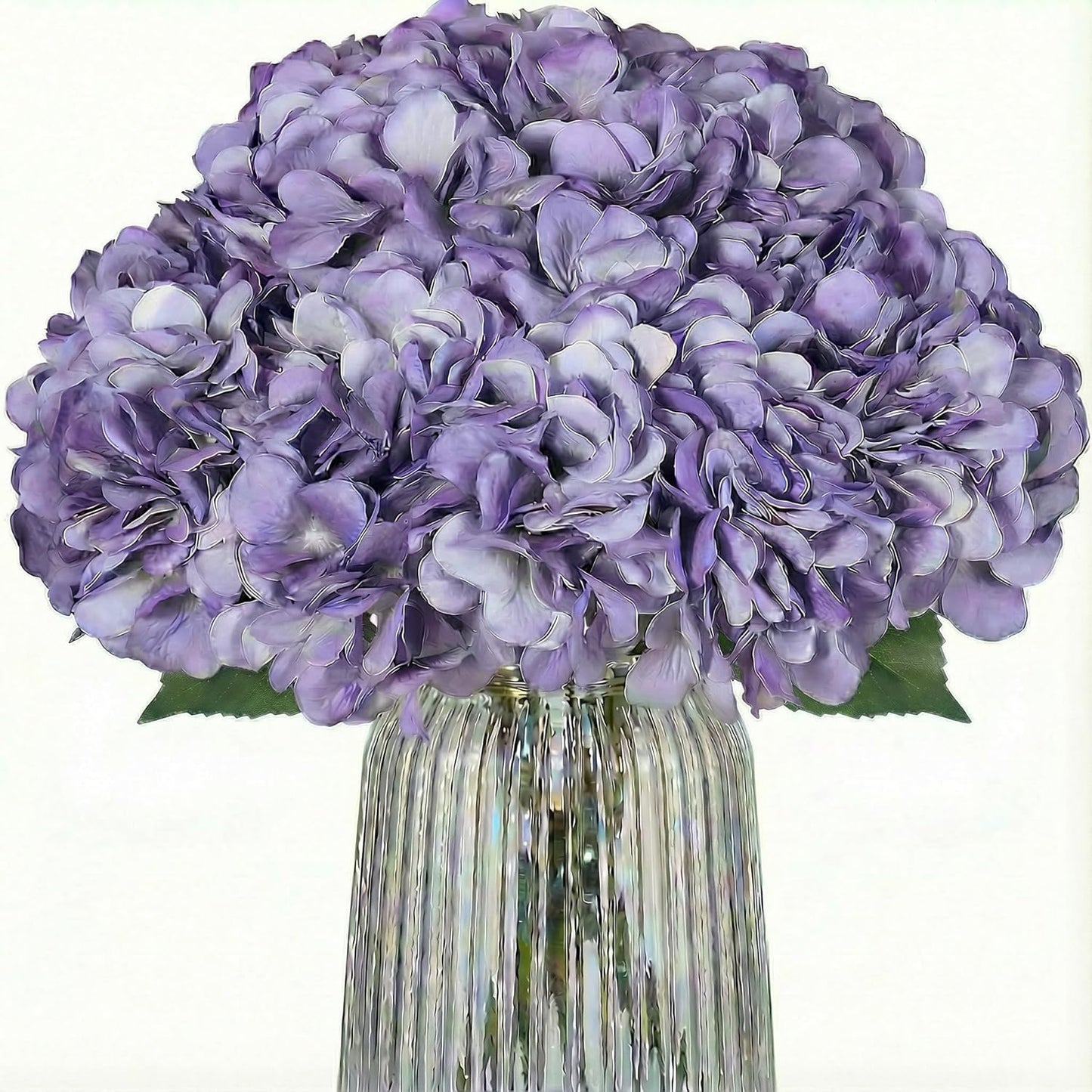 2Bouquets Artificial Fake Flowers Silk Hydrangea Arrangements Wedding Bouquets Decorations Plastic Floral Home Kitchen Garden Party Festival Bar DIY (Navy Blue)