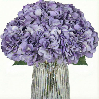 2Bouquets Artificial Fake Flowers Silk Hydrangea Arrangements Wedding Bouquets Decorations Plastic Floral Home Kitchen Garden Party Festival Bar DIY (Navy Blue)