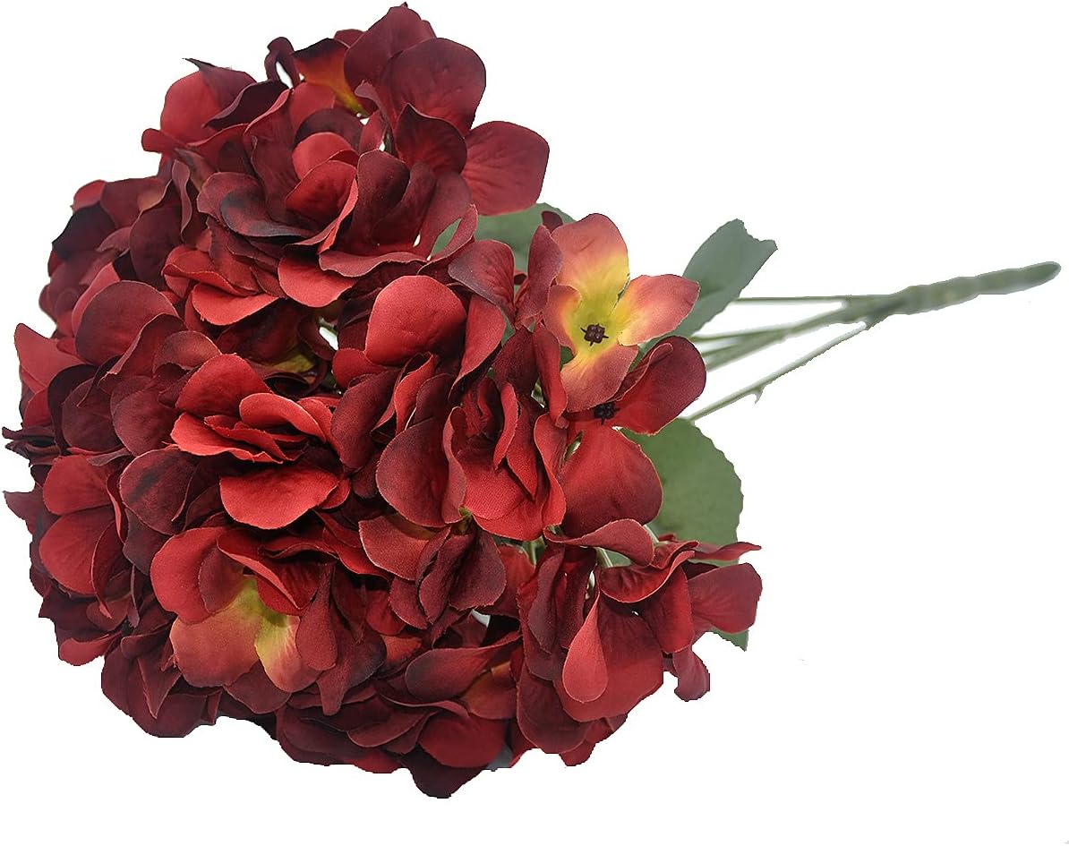 2Bouquets Artificial Fake Flowers Silk Hydrangea Arrangements Wedding Bouquets Decorations Plastic Floral Home Kitchen Garden Party Festival Bar DIY (Navy Blue)
