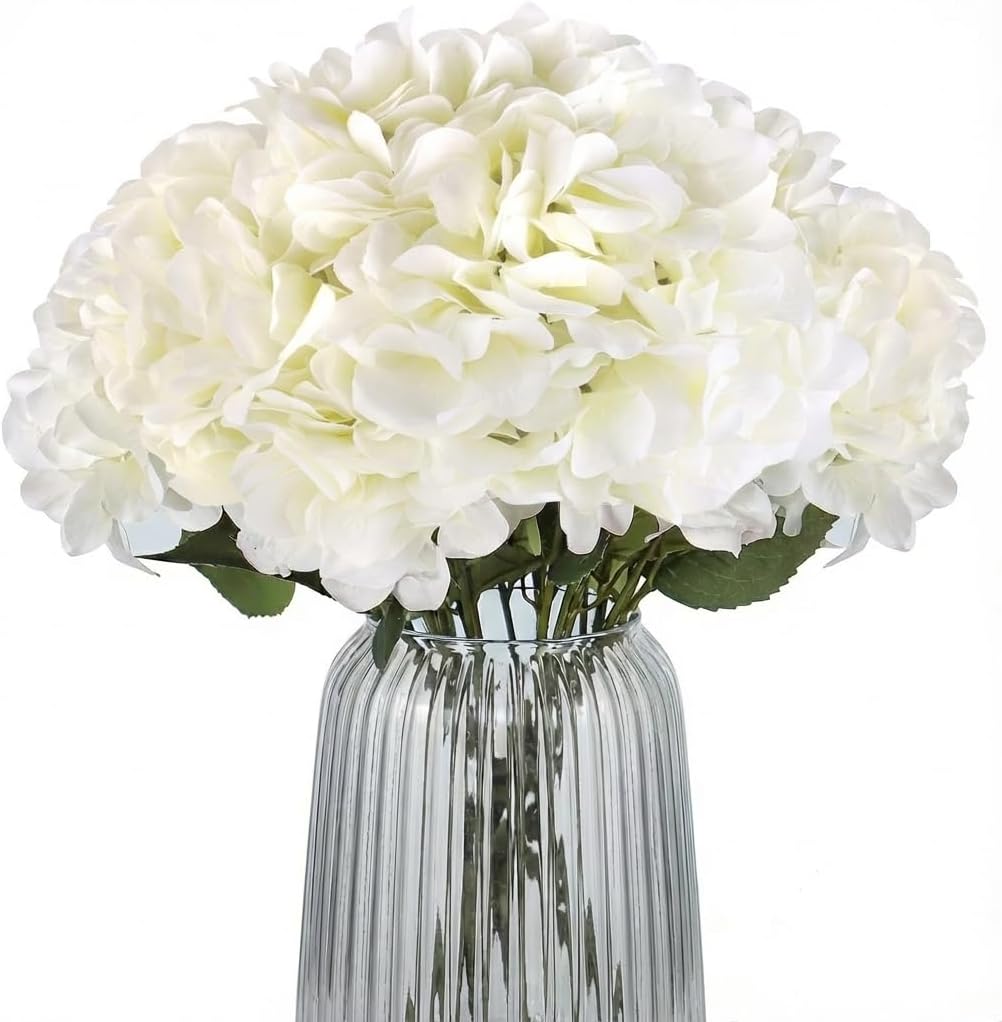 2Bouquets Artificial Fake Flowers Silk Hydrangea Arrangements Wedding Bouquets Decorations Plastic Floral Home Kitchen Garden Party Festival Bar DIY (Navy Blue)