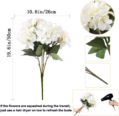 2Bouquets Artificial Fake Flowers Silk Hydrangea Arrangements Wedding Bouquets Decorations Plastic Floral Home Kitchen Garden Party Festival Bar DIY (Navy Blue)